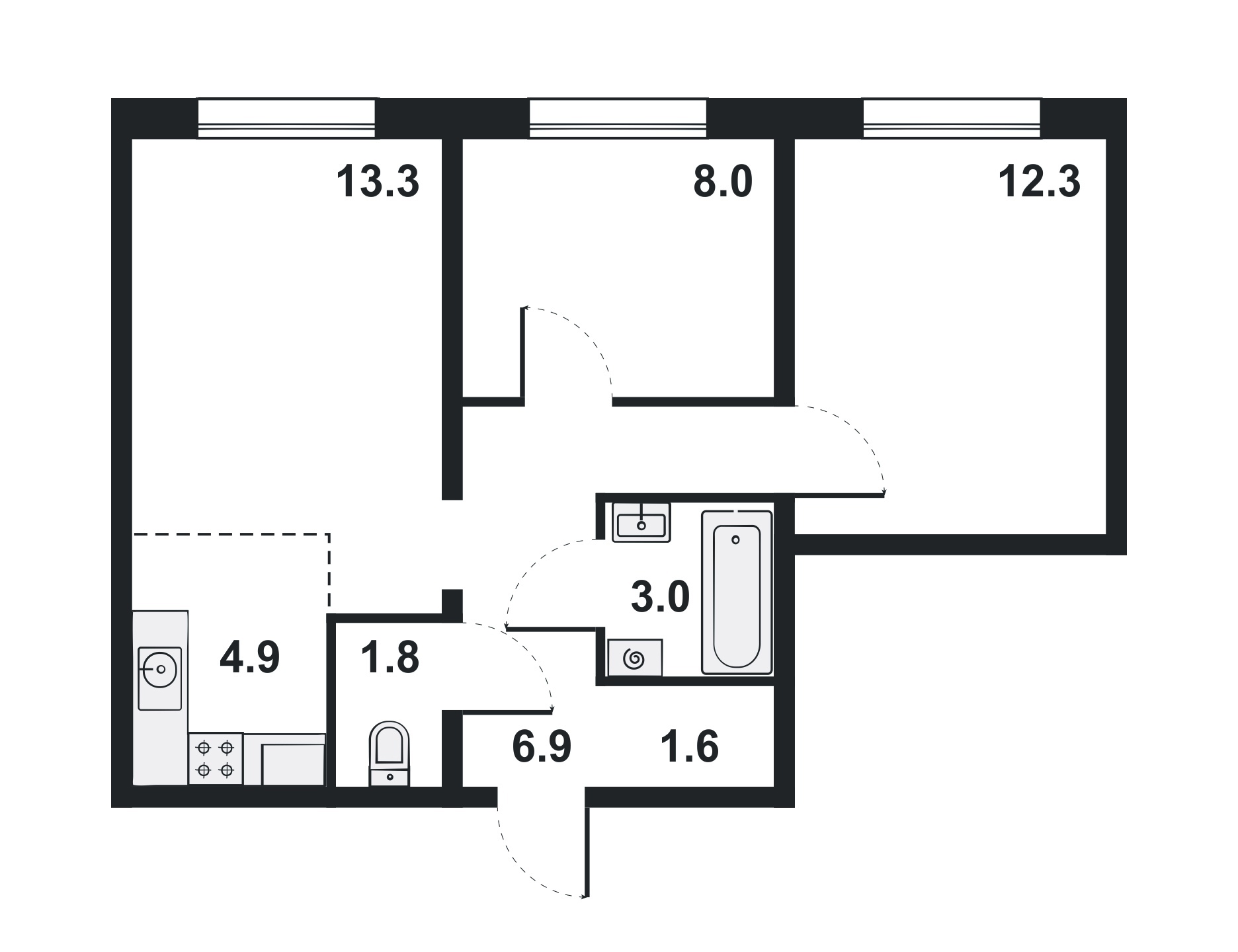 планировка квартиры 52 м2